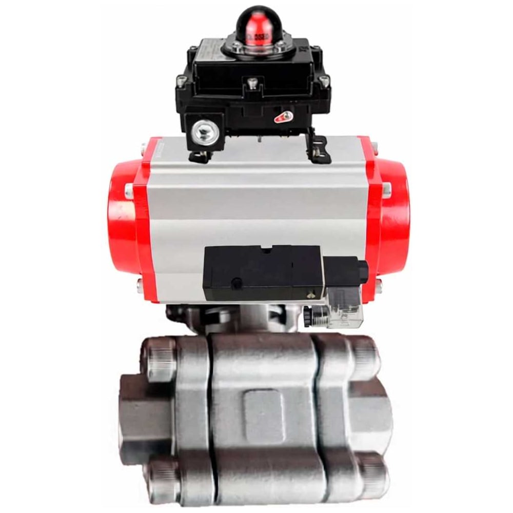 Изображение товара Кран шаровой DN.ru 316-PTFE Ду100 под приварку пневмопривод 220VAC