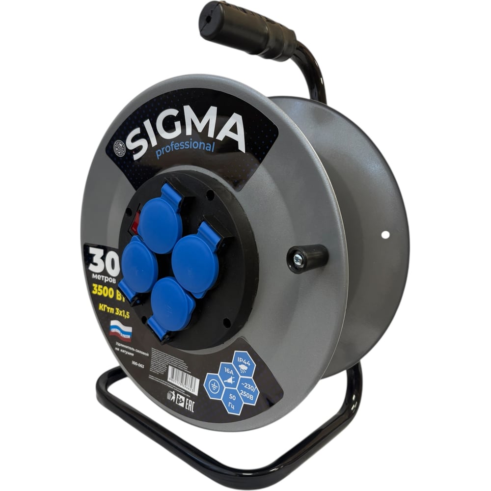 Изображение товара Удлинитель на металлической катушке Sigma IP44 c заземлением 30 м