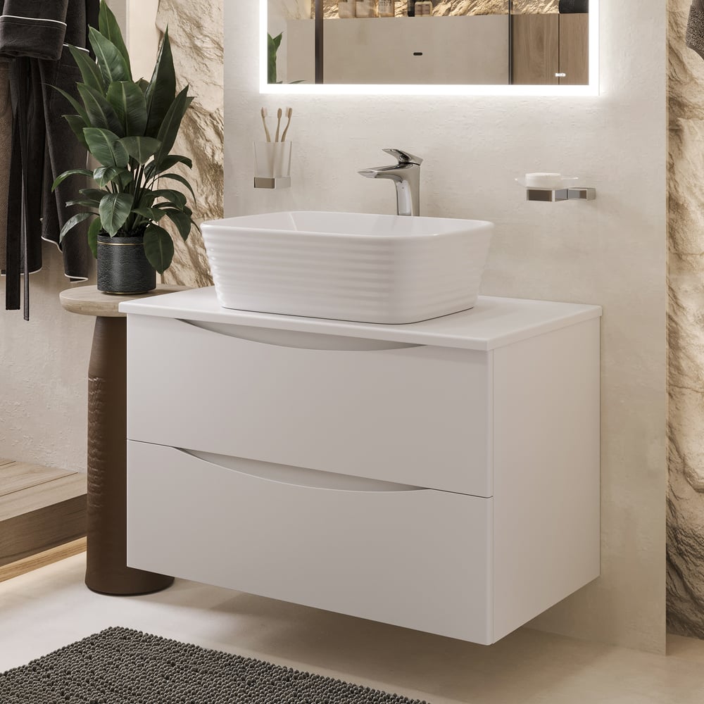 Изображение товара Тумба c раковиной BOND Cube подвесная с белой столешницей T05805-S63500