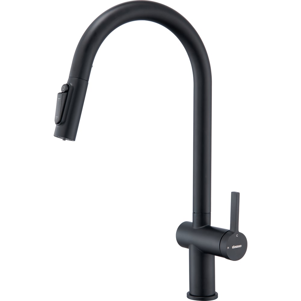 Изображение товара Кухонный однорычажный смеситель LONGRAN Sprint logic LM2187 Black с поворотным изливом