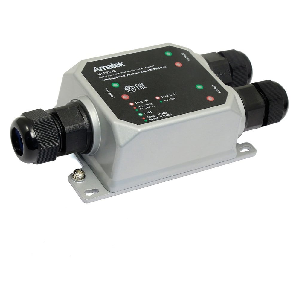 Изображение товара Удлинитель PoE Amatek AN-PEGX2 120 Вт для профессиональных сетей