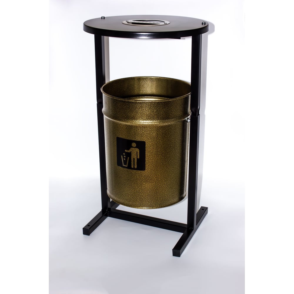 Изображение товара Урна уличная Т ПРОФМЕТСТИЛЬ круглая металлическая с квадратными ножками бронза с пепельницей. Арт. 1198