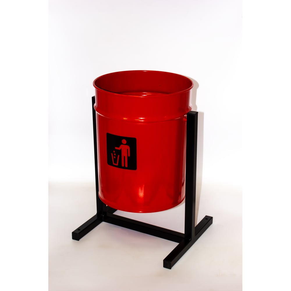 Изображение товара Урна уличная Т ПРОФМЕТСТИЛЬ круглая металлическая с квадратными ножками красная Арт. 1175