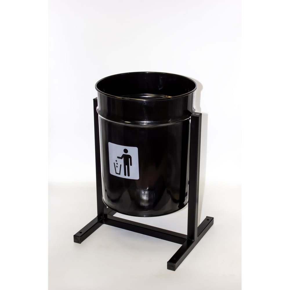 Изображение товара Урна уличная Т ПРОФМЕТСТИЛЬ круглая металлическая с квадратными ножками черная. Арт. 1177