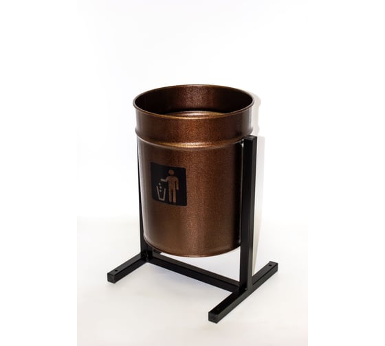 Изображение товара Урна уличная Т ПРОФМЕТСТИЛЬ круглая металлическая с квадратными ножками коричневый металлик. АРТ. 1182