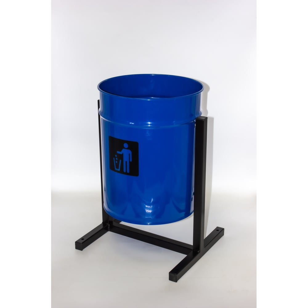 Изображение товара Урна уличная Т ПРОФМЕТСТИЛЬ круглая металлическая с квадратными ножками синяя. АРТ. 1176