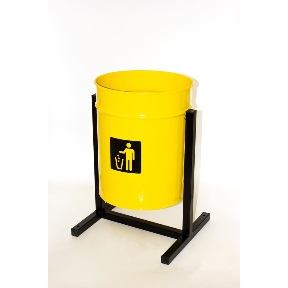 Изображение товара Урна уличная Т ПРОФМЕТСТИЛЬ круглая металлическая с квадратными ножками желтая. АРТ 1179