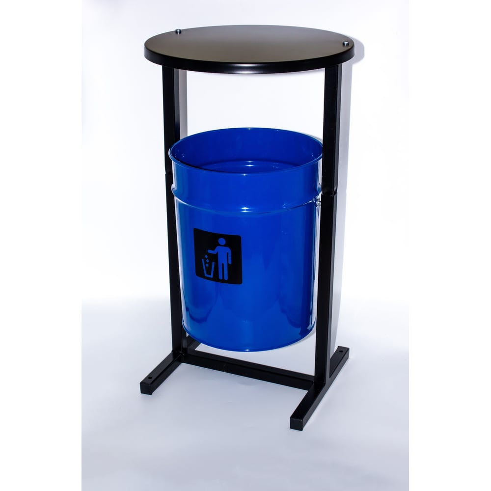 Изображение товара Уличная металлическая урна с крышкой ПРОФМЕТСТИЛЬ круглая синяя 1185