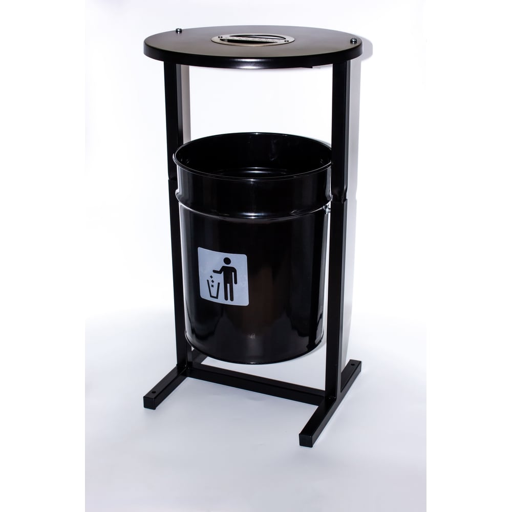 Изображение товара Уличная металлическая урна Т ПРОФМЕТСТИЛЬ круглая с пепельницей черная арт 1193