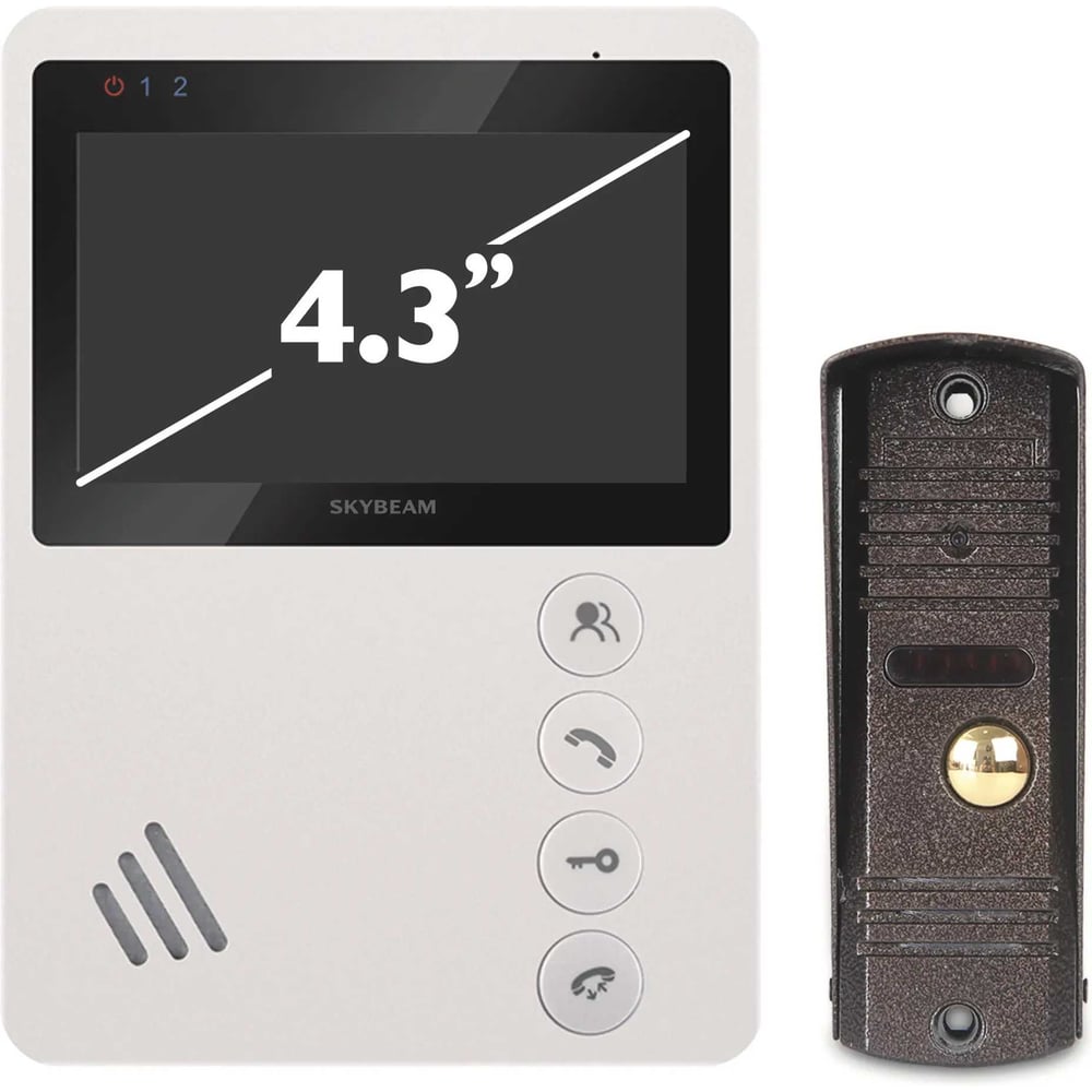 Изображение товара Комплект видеодомофона с мех кнопками SkyBeam 4.3 белый (94402FA+94201-600TVLWH) 94402FA+ 94201- 600TVLWH Изображение товара Комплект видеодомофона с мех кнопками SkyBeam 4.3 белый (94402FA+94201-600TVLWH) 94402FA+ 94201- 600TVLWH