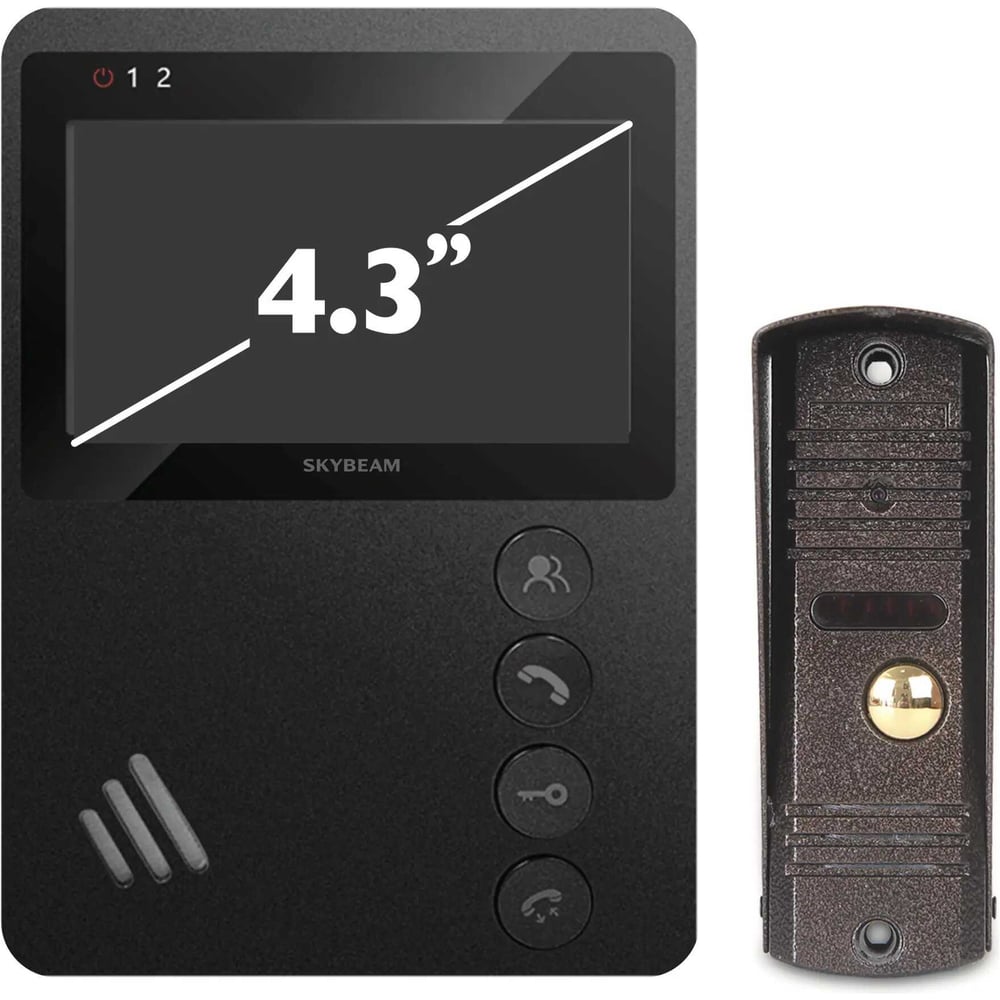 Изображение товара Комплект видеодомофона с мех кнопками SkyBeam 4.3 черный (94402FA+94201-600TVLBL) 94402FA+ 94201- 600TVLBL Изображение товара Комплект видеодомофона с мех кнопками SkyBeam 4.3 черный (94402FA+94201-600TVLBL) 94402FA+ 94201- 600TVLBL