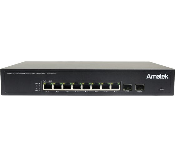 Изображение товара 10 портовый управляемый коммутатор с PoE Amatek AN-SGM10P8 7001015