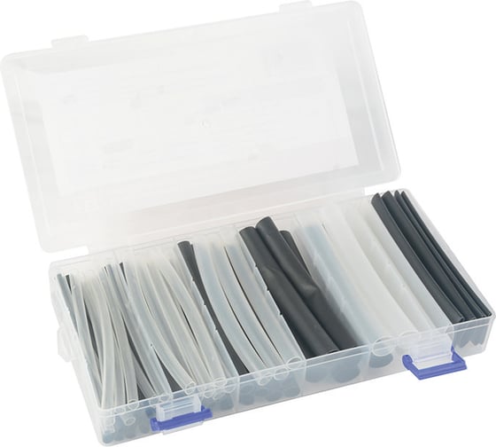 Изображение товара Термоусаживаемая трубка HLT ТУТк №3-3(3:1)набор в боксе: два цвета(черн,прозрачн), 3/1-черн-13шт. прозрачн-7шт. 4.8/1.6-черн-9шт. прозрачн-6шт. 6/2-черн-6шт. прозрачн-3шт. 084-15-405