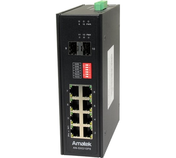 Изображение товара 10 портовый неуправляемый коммутатор с PoE Amatek AN-SXG10P8 7000984