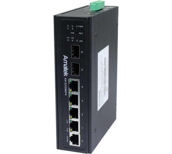 Изображение товара 6 портовый управляемый коммутатор с PoE Amatek AN-SXGM6P4 7001013