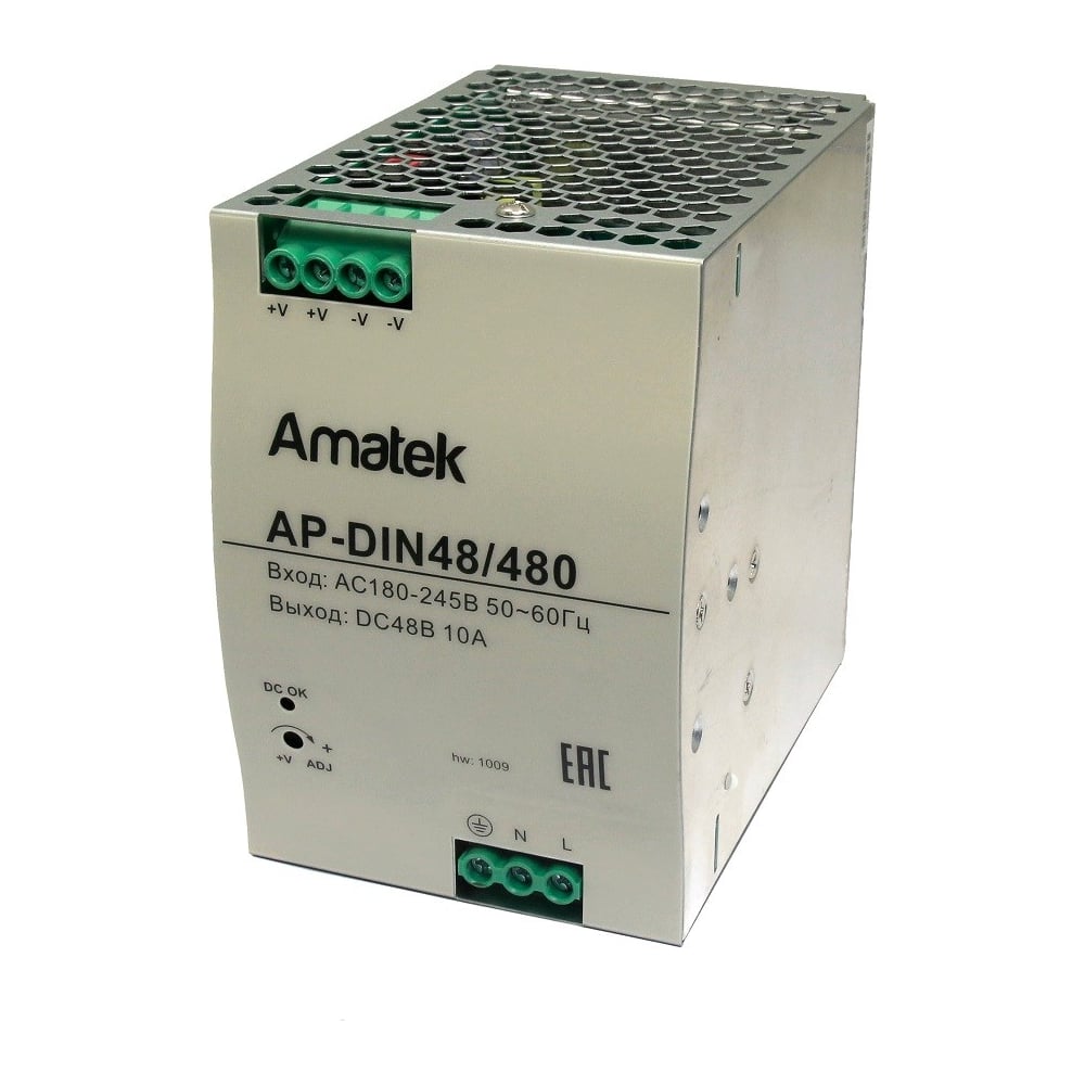 Изображение товара Блок питания Amatek AP-DIN48/480 480 Вт 48 В металлический серый IP20