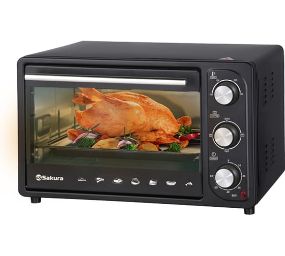 Изображение товара Духовка электро SAKURA SA-7003B 1200Вт, 16л, таймер, черный УТ000002386