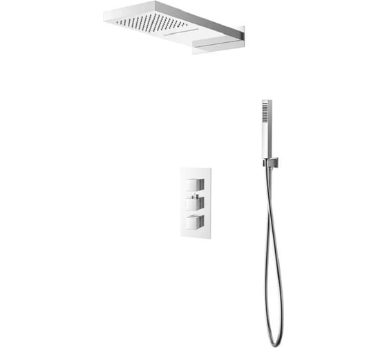 Изображение товара Душевой комплект скрытого монтажа с термостатом Santi Line хром, верхний душ размер 500 х 220 SL-9019