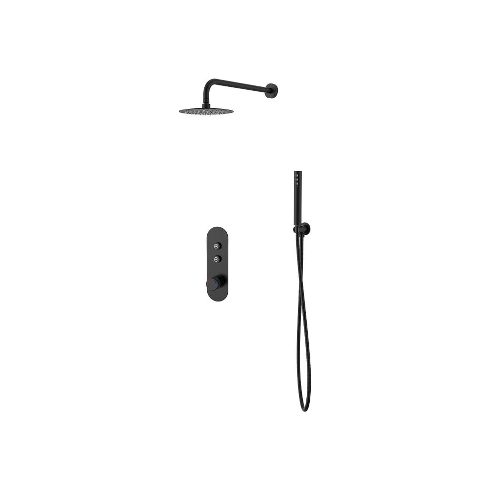 Изображение товара Душевой комплект скрытого монажа Santi Line черный матовый 250 мм с термостатом