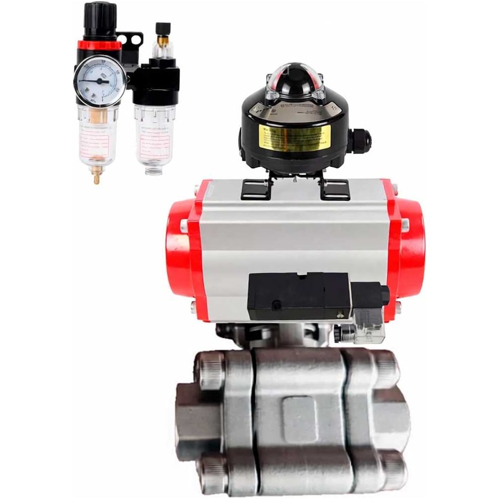 Изображение товара Кран шаровой DN.ru 316-316-PTFE-FP-SW-ISO-H Ду50 под приварку с пневмоприводом