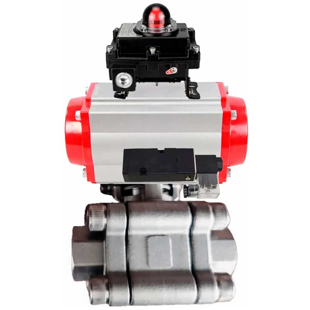 Изображение товара Кран шаровой DN.ru 316-316-PTFE-FP-SW-ISO-H Ду80 под приварку пневмопривод