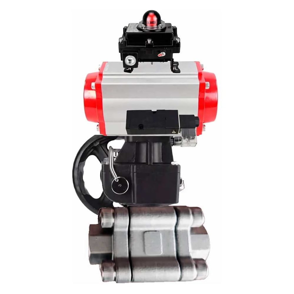 Изображение товара Кран шаровой DN.ru 316-316-PTFE-FP-SW-ISO-H Ду80 с пневмоприводом под приварку