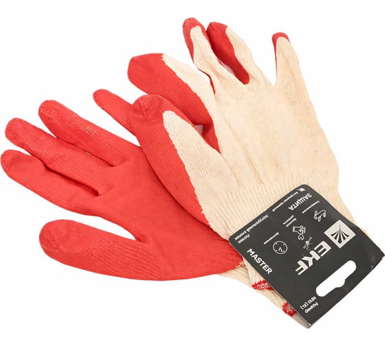 Изображение товара Рабочие перчатки EKF Master ЗАЩИТА с одинарным латексным обливом, 9 размер pe13lt-9-mas