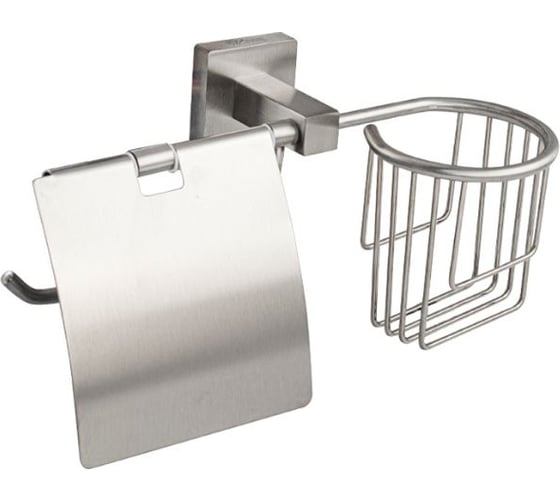 Изображение товара Держатель освежителя воздуха и туалетной бумаги с экраном GFmark из нержавеющей стали, с квадратным основанием, цвет сатин 87244