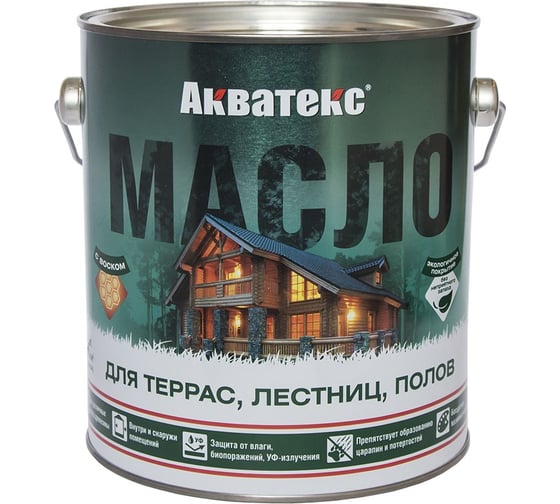 Изображение товара Масло для террас, лестниц, полов АКВАТЕКС матовое, графит, 0,75 л 276955