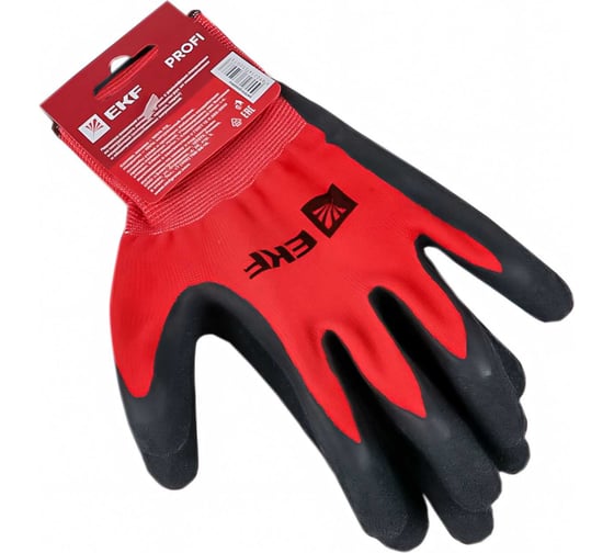 Изображение товара Рабочие перчатки EKF Expert PROFI с рельефным латексным покрытием, 15 класс, 10 размер pe15nl-10-proxima