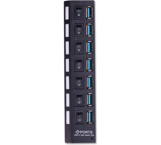 Изображение товара Хаб с выключателями Smartbuy USB 3.0, 7 портов, СуперЭконом, черный, SBHA-7307-B