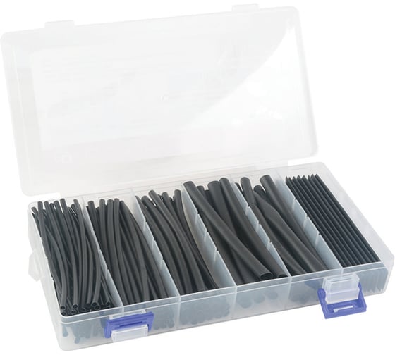 Изображение товара Термоусаживаемая трубка HLT ТТУ №2-1(2:1) набор в боксе: черная, 2/1-50шт. 3/1.5-30шт. 4/2-20шт. 6/3-20шт. 10/5-10шт. 100мм. 084-15-400