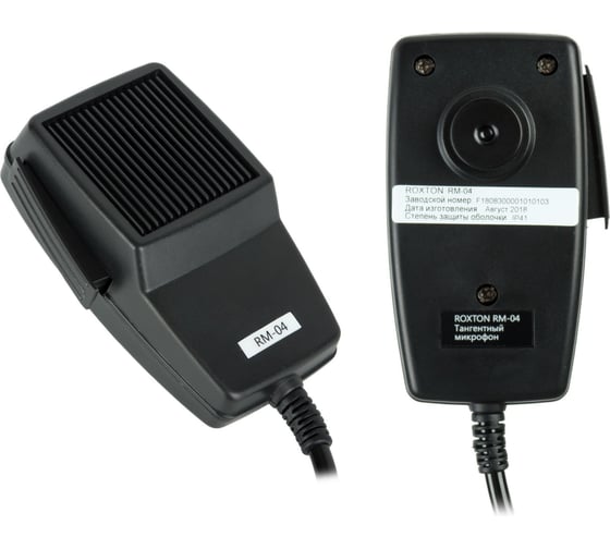 Изображение товара Микрофон ручной Roxton RM-04 с тангентой, полоса частот 100 Гц-10 кГц, гибкий витой шнур 1 м. с разъемом Jack 1/4 00-00012519