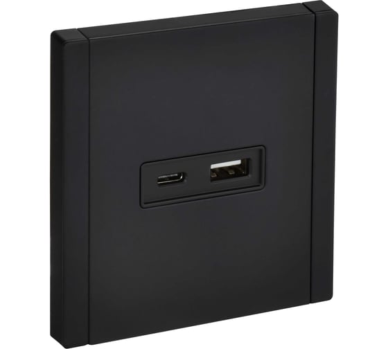 Изображение товара Розетка USB IEK FORTE&PIANO A+C 18Вт FP151M черный FP-U22-018-M-K02
