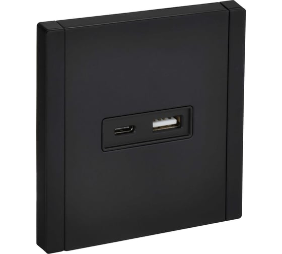 Изображение товара Розетка USB IEK FORTE&PIANO A+C 3,1А FP150M черный FP-U22-D31-M-K02