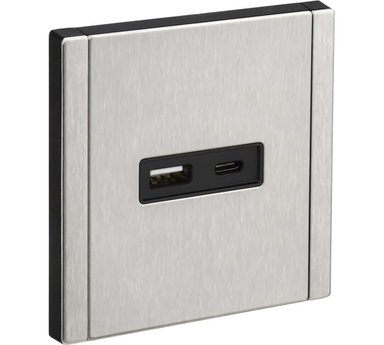Изображение товара Розетка USB IEK FORTE&PIANO A+C 3,1А FP750M никель FP-U22-D31-M-K50