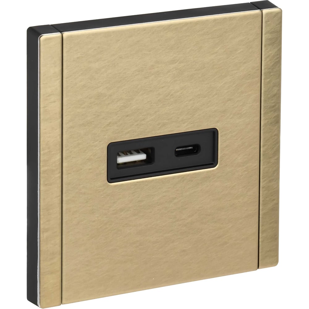 Изображение товара Розетка USB IEK FORTE&PIANO 18Вт FP651M шампань для быстрого зарядки встраиваемая