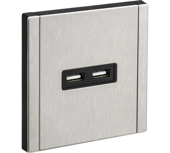 Изображение товара Розетка USB IEK FORTE&PIANO A+A 3,1А FP749M никель FP-U21-D31-M-K50