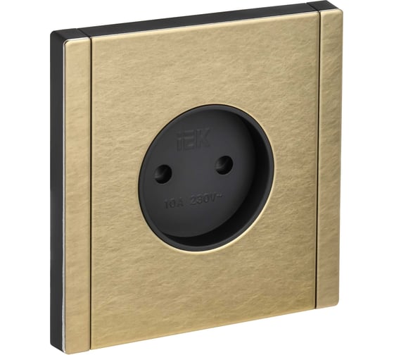 Изображение товара Розетка IEK FORTE&PIANO без заземления, с защитными шторками, винтовое крепление 10А FP617M шампань FP-R13-10-M-K37