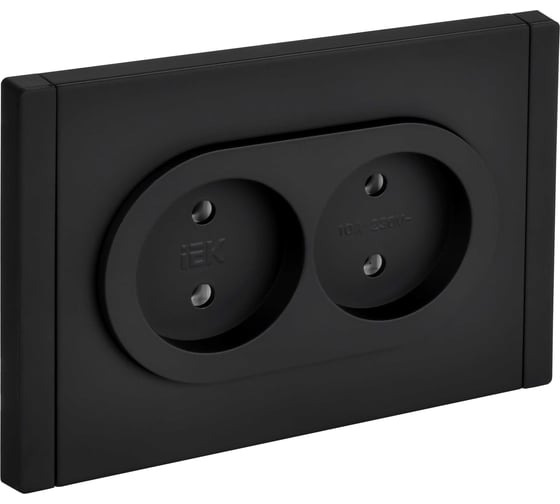 Изображение товара Розетка 2-я IEK FORTE&PIANO без заземления, без защитных шторок, безвинтовое крепление, 10А FP126M черный FP-R20-10-1-M-K02