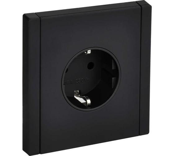Изображение товара Розетка IEK FORTE&PIANO с заземлением, без защитных шторок, винтовое крепление 16А FP116M черный FP-R11-16-M-K02