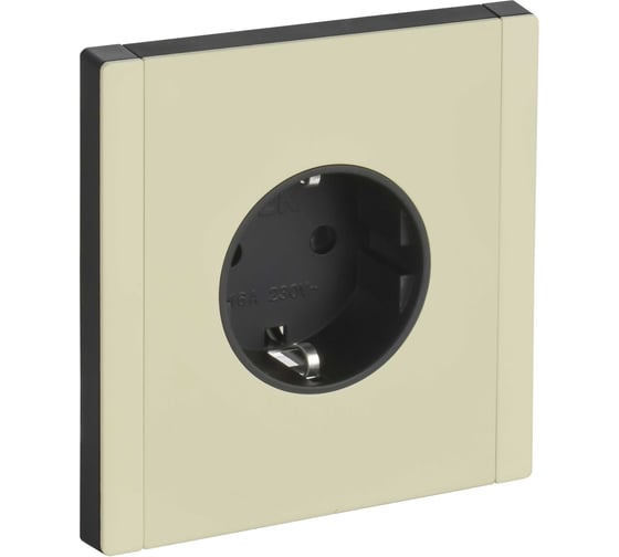 Изображение товара Розетка IEK FORTE&PIANO с заземлением, без защитных шторок, винтовое крепление 16А FP816M слоновая кость FP-R11-16-M-K41