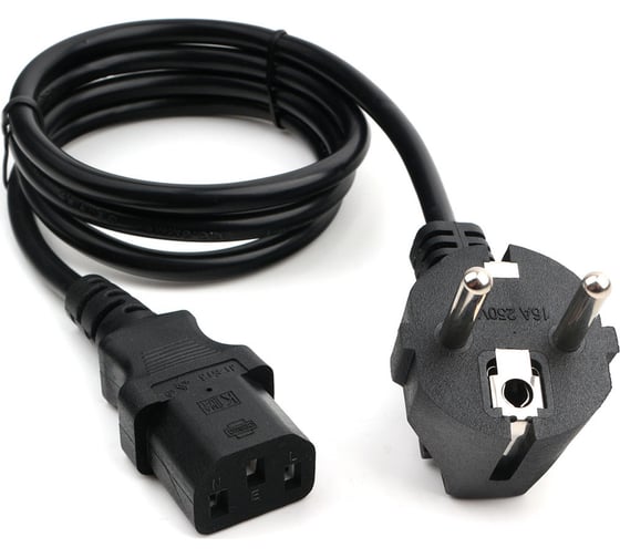Изображение товара Кабель питания Cablexpert Schuko- C13, 6А, черный, с заземлением 1м PC-186-1M