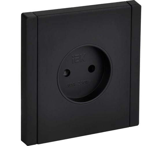 Изображение товара Розетка IEK FORTE&PIANO без заземления, с защитными шторками, винтовое крепление 10А FP117M черный FP-R13-10-M-K02