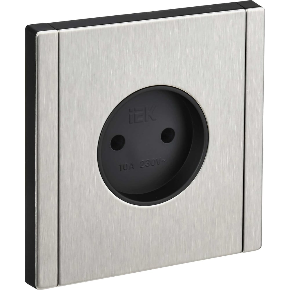 Изображение товара Розетка IEK FORTE&PIANO без заземления, без защитных шторок, винтовое крепление 10А FP718M никель FP-R10-10-M-K50