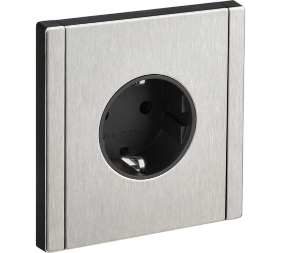 Изображение товара Розетка IEK FORTE&PIANO с заземлением, без защитных шторок, винтовое крепление 16А FP716M никель FP-R11-16-M-K50