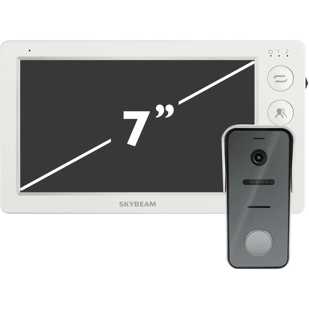 Изображение товара Комплект видеодомофона Skybeam из 7 дюймового монитора с мех кнопками и вызывной панели, белый (94705MA+94208-600TVLW 94705MA+ 94208- 600TVLWH Изображение товара Комплект видеодомофона Skybeam из 7 дюймового монитора с мех кнопками и вызывной панели, белый (94705MA+94208-600TVLW 94705MA+ 94208- 600TVLWH