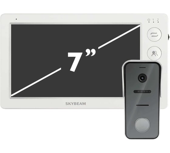 Изображение товара Комплект видеодомофона Skybeam из 7 дюймового монитора с мех кнопками и вызывной панели, белый (94705MA+94208-600TVLW 94705MA+ 94208- 600TVLWH