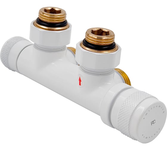 Изображение товара PRIMOCLIMA Узел нижнего подключения Primoclima Armature Lunar термостатический, угловой, правый 1/2х3/4Е, белый PCART890AW