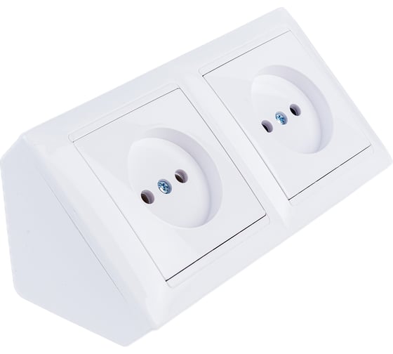 Изображение товара Угловой блок 2-местной розетки Bylectrica серия СТИЛЬ, белый, РА16-751